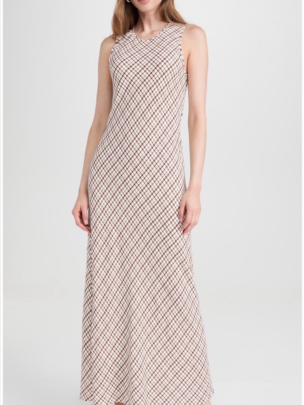 New Wayf Clemence Brown and White Sleeveless Maxi Dress. Size XS.